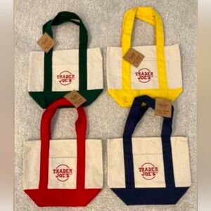 💙❤️💛💚Trader Joe’s Mini Canvas Tote.             Set of 4-one of each color